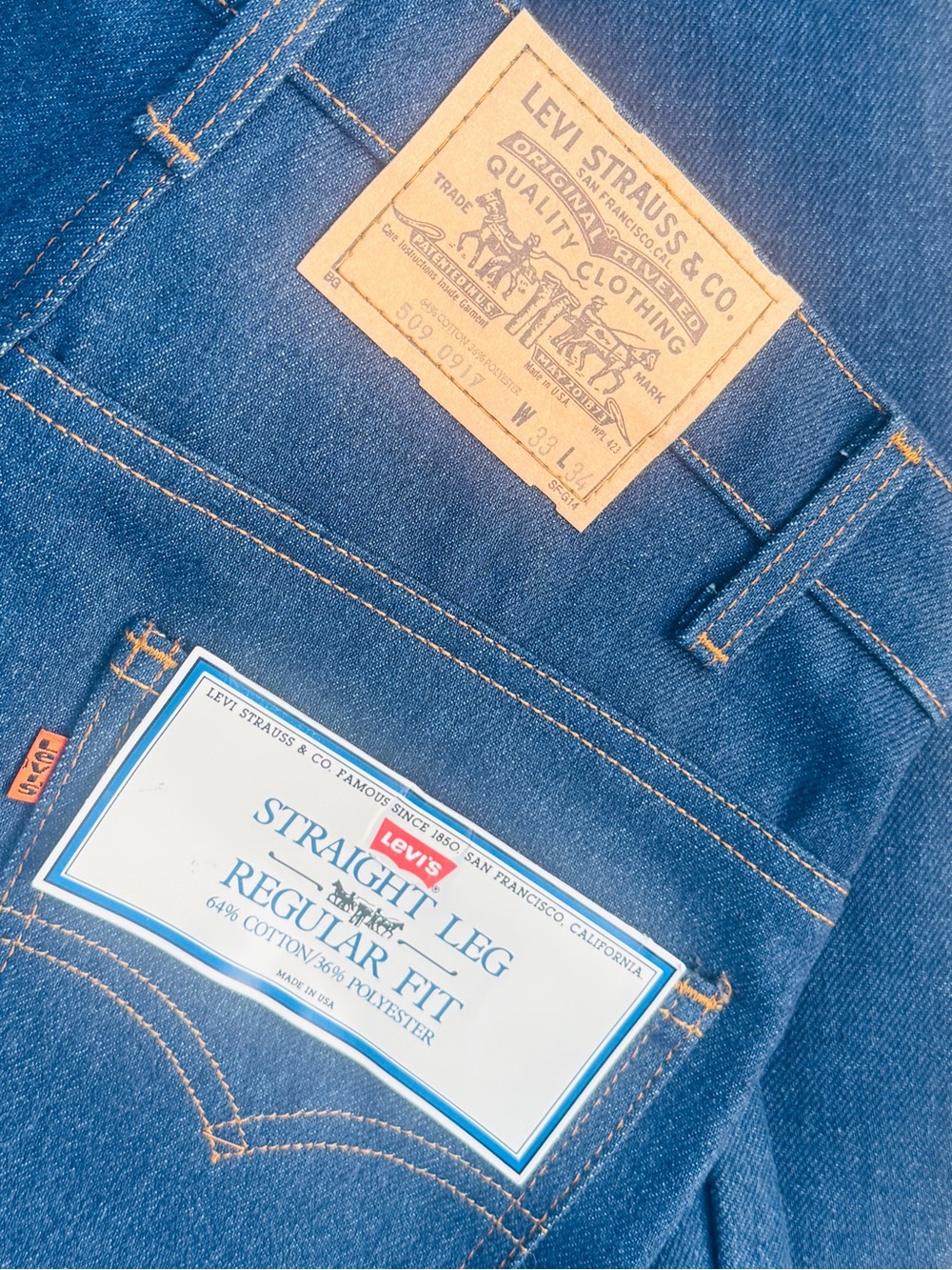 VTG NOS 1980s Levi’s 509 Orange Tag Jeans W33xL34 UNWORN ORIGINAL BRAND TAGS USA